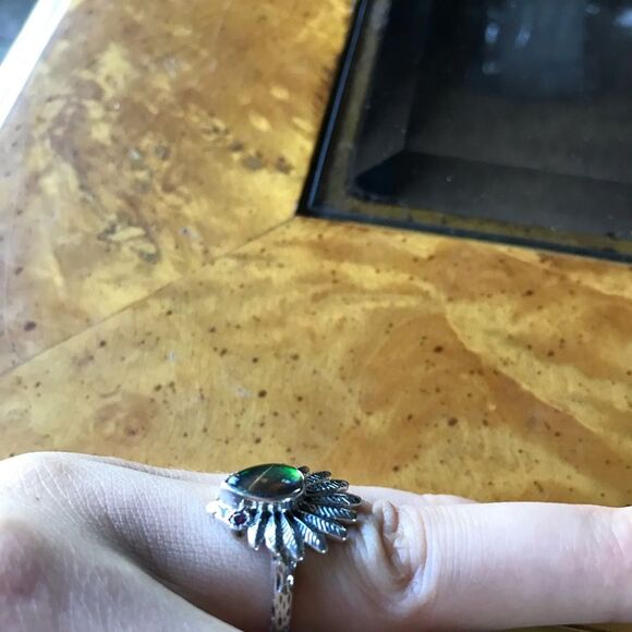 Canadian Ammolite Sterling Silver Ring Size 6 - Picture 7 of 12